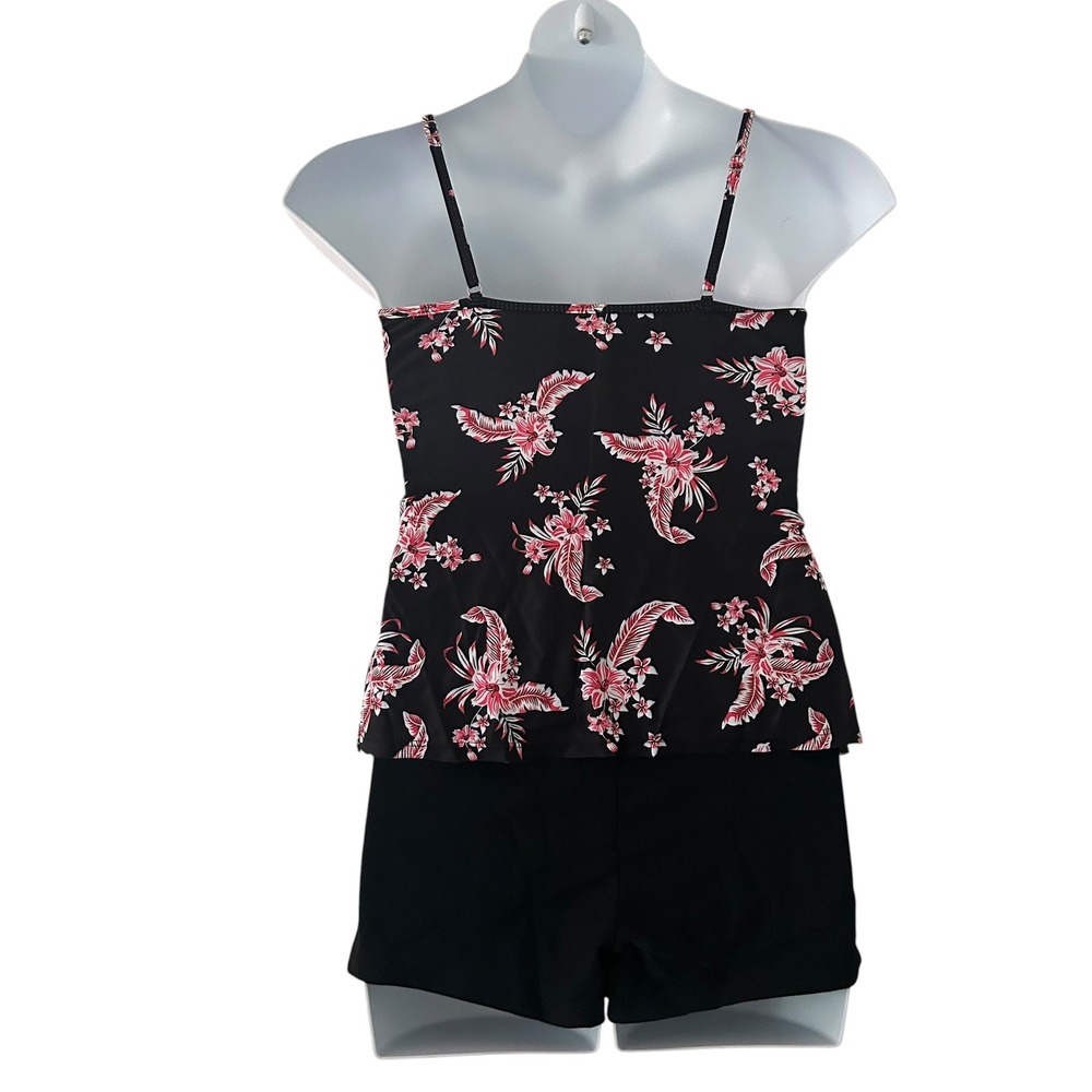 Womens Two-Piece Tank Boy Short Floral Ruffle Adjustable Padded Swimsuit Large - Picture 5 of 9